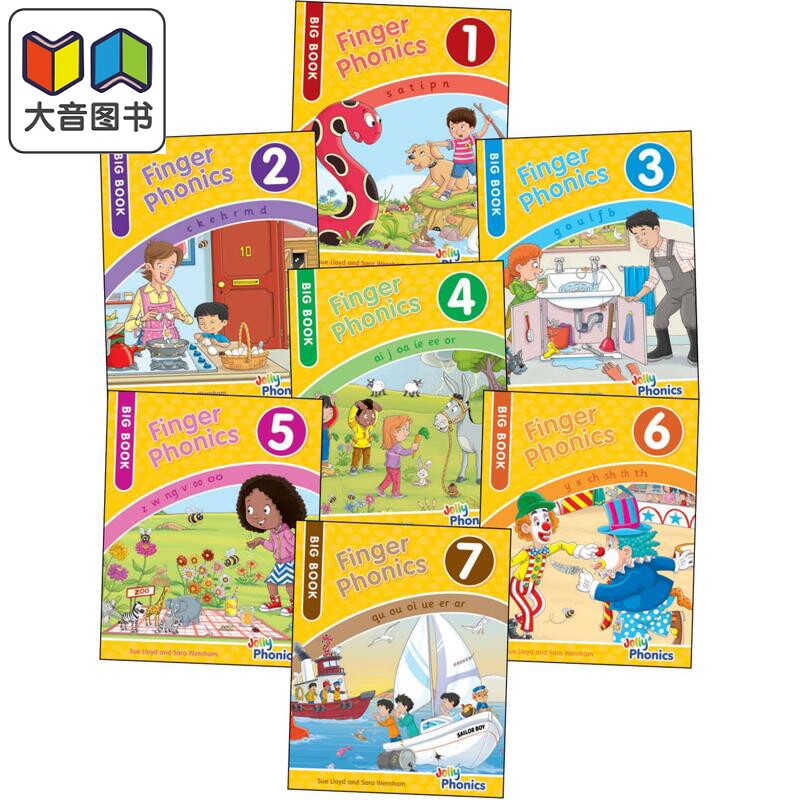 快乐自然拼读手指拼读书 课堂大书版1-7套装 手写体英式英语 Finger Phonics Big Books 1-7 Precursive Letters 大音