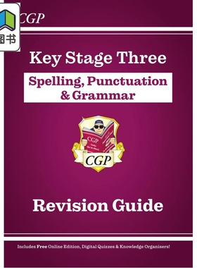 英国原版CGP教辅 KS3拼写标点和语法复习指南 含在线版和测验 KS3 Spelling Punctuation & Grammar Revision Guide 大音