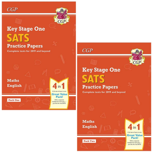 英国原版CGP教辅 KS1 Maths and English SATS Practice Papers Pack Pack 1 - 2 英文原版数学和英语小升初考试练习试卷包