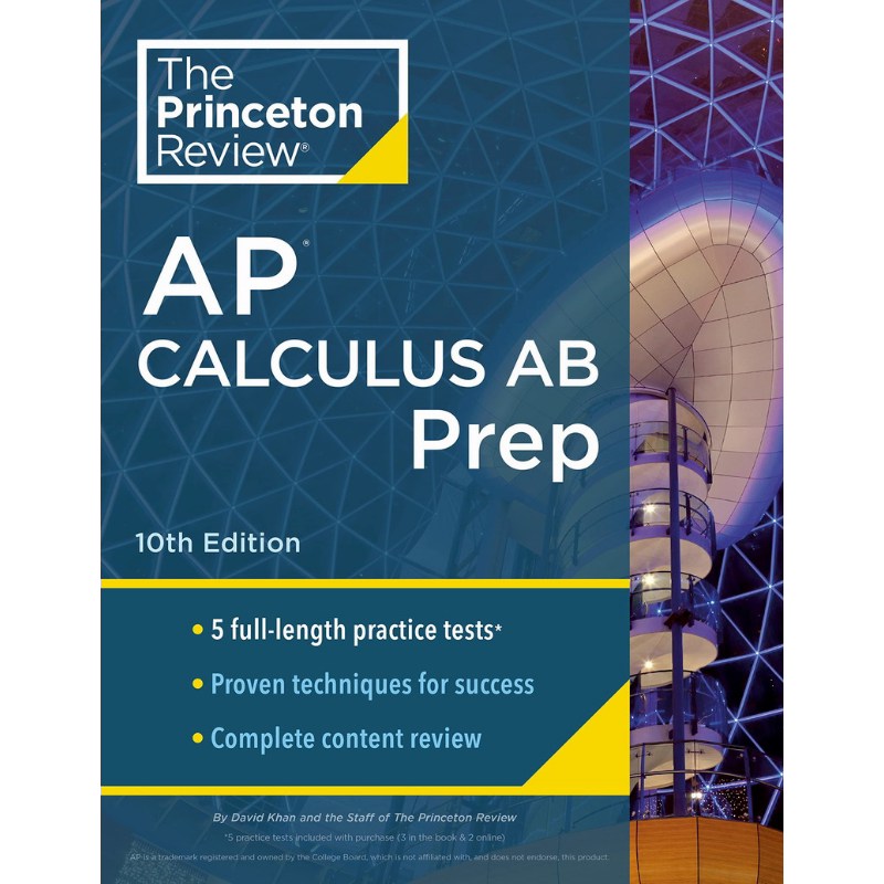Princeton Review AP 2024 Calculus AB Prep 普林斯顿考试 微积分AB 5次练习测试内容回顾策略与技巧 英文原版教材书