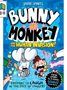 兔子大战猴子02 人类入侵 Bunny vs Monkey The Human Invasion 英文原版 儿童漫画故事书 幽默搞笑 进口童书7岁+ 大音