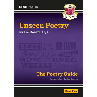 英国原版CGP教辅 AQA GCSE Grade 9-1 English Literature Unseen Poetry Guide Book 1 & 2 Power & Conflict Anthology