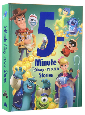 英文原版 皮克斯5分钟12个故事合辑 5 Minute Disney Pixar Stories 迪士尼出品 精装 3-6岁 全彩绘本 儿童故事合集