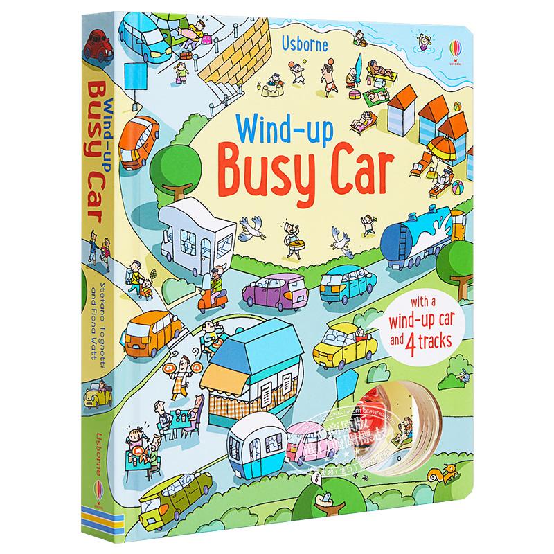 Wind-up busy car 轨道小汽车 Usborne尤斯伯恩 儿童发条机关书 英文原版 进口图书 4-6岁 书籍/杂志/报纸 儿童读物原版书 原图主图