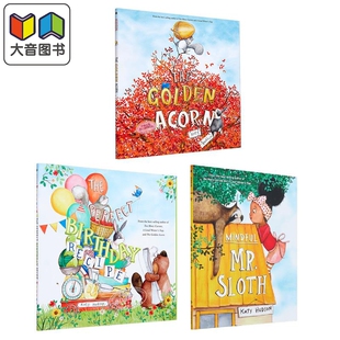 Katy Hudson 儿童故事绘本3册套装 请注意树懒先生Mindful Mr. Sloth 黄金橡子Golden Acorn 英文原版进口图书 大音