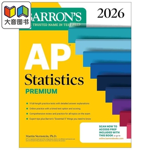 预售 新版巴朗2026年AP考试统计学高级版备考指南 含9次模拟考试+全面复习+在线练习 AP Statistics Premium 2026 大音