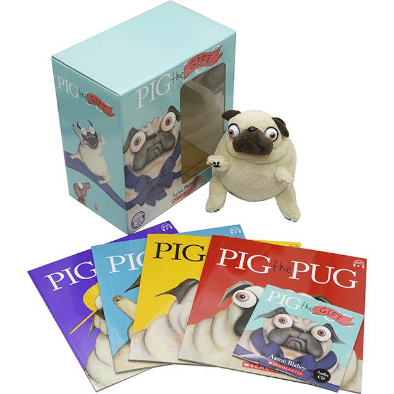 pig the pug gift set with cd 巴哥犬比格配cd 配玩偶 英文原版 3-6