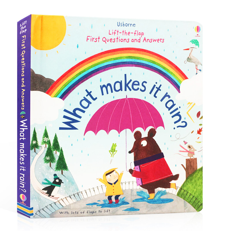 英文原版 What makes it rain?雨水怎样形成 Usborne Lft-The-Flap儿童百物科科普读趣味翻翻纸板书亲子阅读探寻自然现象?