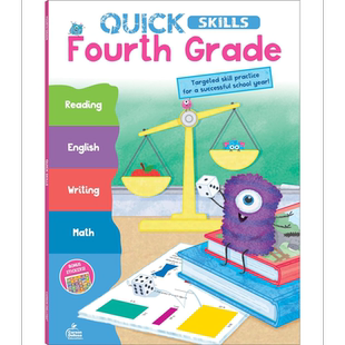 Carson Dellosa Quick Skills Grade 4 Workbooks All Subjects 快速技能练习册全科目 4年级 数学加减法英语阅读 大音