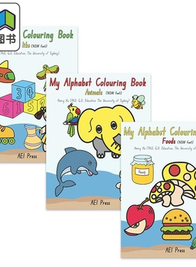 胡锡恒博士儿童书写教程 我的字母涂色书3册 My Alphabet Colouring Book 动物Animals Things I like 食物Foods 大音