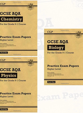 英国原版CGP教辅 AQA考试局 Grade 9-1 GCSE Practice Exam Papers Higher Pack 含答案 Chemistry  Physics Biology 英文原版