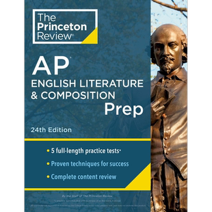 Princeton Review AP 2024 English Literature Composition 普林斯顿考试英语文学写作 5次练习测试完整内容复习策略技巧英?