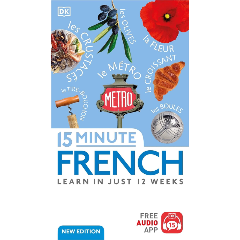 15-Minute French DK 15分钟学法语 英文原版进口图书 法文语言学习 单词词汇语法书教辅 大音