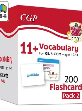 英国原版教辅CGP 11+ Vocab Cards Pack 2 ages 10-11 11+词汇卡包2，10-11岁 英文原版 进口图书 教材教辅参考书 大音