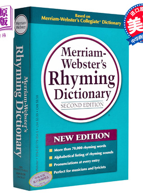 麦林韦氏英语字典词典辞典系列 Merriam Websters Rhyming Dictionary 韵律字典 第二版 英英 英文原版进口工具书