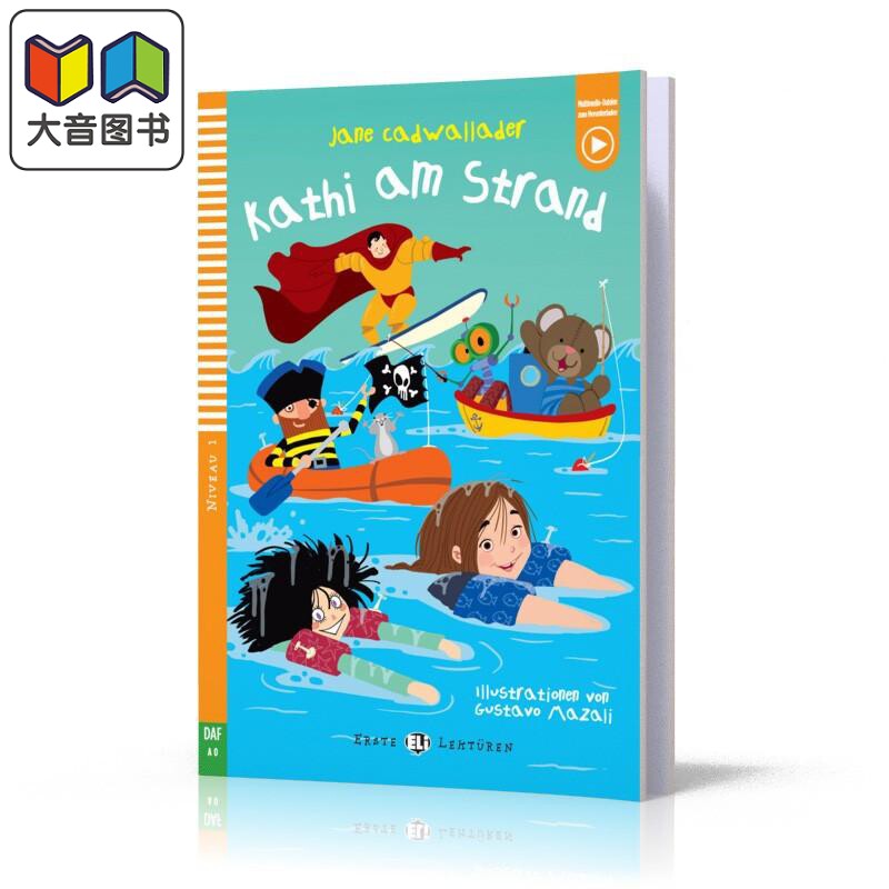 ELI Young Readers German A1: Kathi am strand Below 卡蒂在海滩上 含音频 德语原版儿童故事图画书分级读物A1 大音