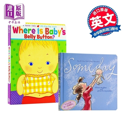 原版绘本套装 Someday 有一天+Where Is Baby's Belly Button宝宝的肚脐眼在哪里？纸板翻翻书 0-2-3-6岁宝宝早教启蒙
