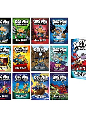 Dog Man 1-11-13 神探狗狗的冒险故事 列 英文原版 儿童英语绘本 内裤超人作者 Dav Pilkey 漫画书全彩桥梁章节书 Dogman
