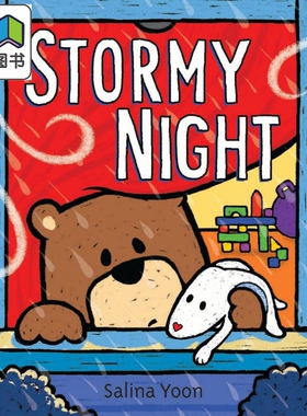 Salina Yoon Stormy Night 熊囧囧与兔太郎2 英文原版 进口图书 儿童绘本 动物故事图画书 大音