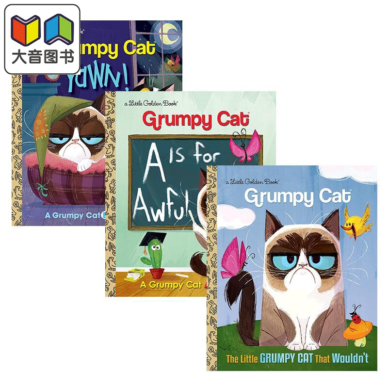 Grumpy Cat 英文不爽猫小金书3册 字母启蒙ABC A Is for Awful 睡前故事书Yawn Bedtime Story Christy Webster 大音