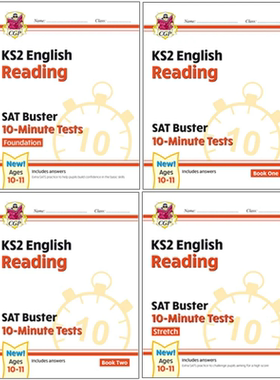 英国原版CGP教辅 KS2 Ages 10-11 English SAT Buster 10-Minute Tests Reading Foundation & Stretch Book 英文原版基础强法练习