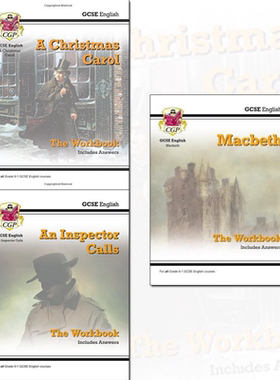 英国原版CGP教辅 GCSE English Workbook A Christmas Carol An Inspector Calls Shakespeare Macbeth 英文练习册含答案