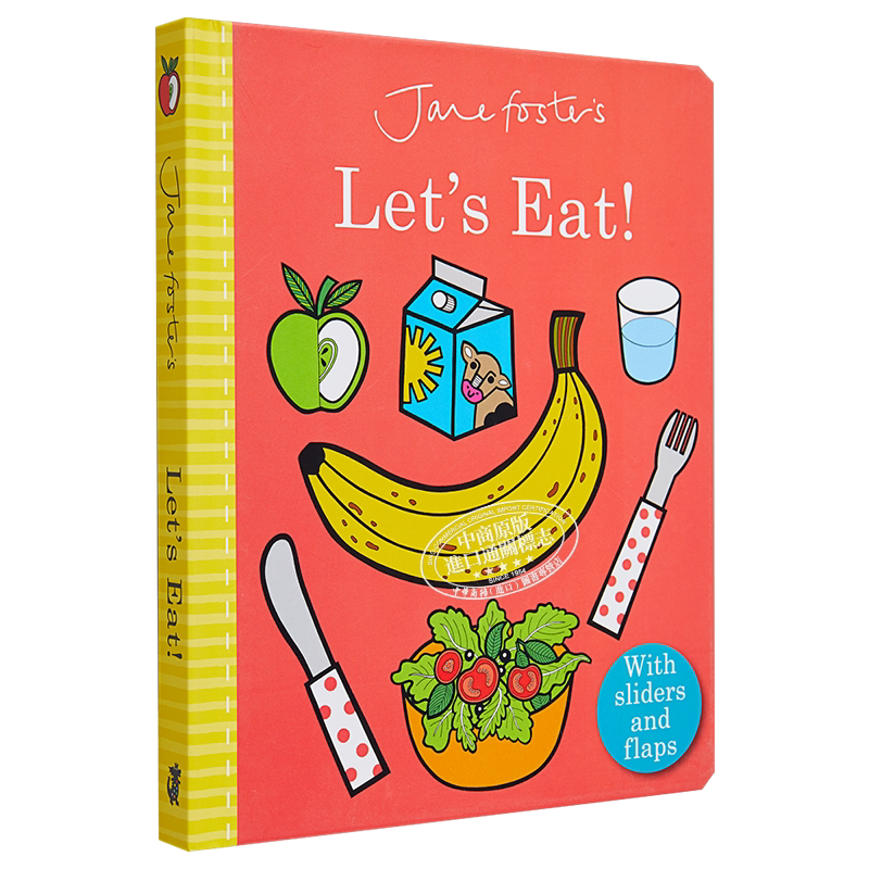 Jane Foster 一起来进餐 Lets Eat 幼儿启蒙推拉机关操作书 美育启蒙 低幼儿童绘本 食物图画书 翻翻页 英文原版