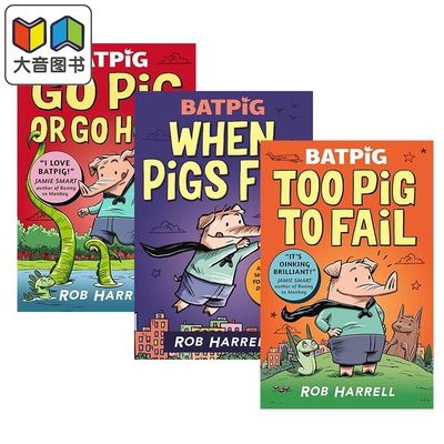 Batpig 英雄猪猪图像小说漫画3册套装 When Pigs Fly Too Pig to Fail Go Pig or Go Home 英文原版 幽默故事书 大音