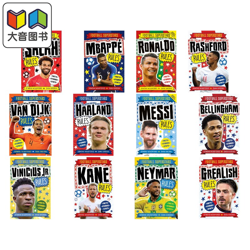 足球明星传共12册 Football Superstars 小罗纳尔多 梅西 内马尔 姆巴佩 英文原版 励志传记故事书小球迷入门读物 大音