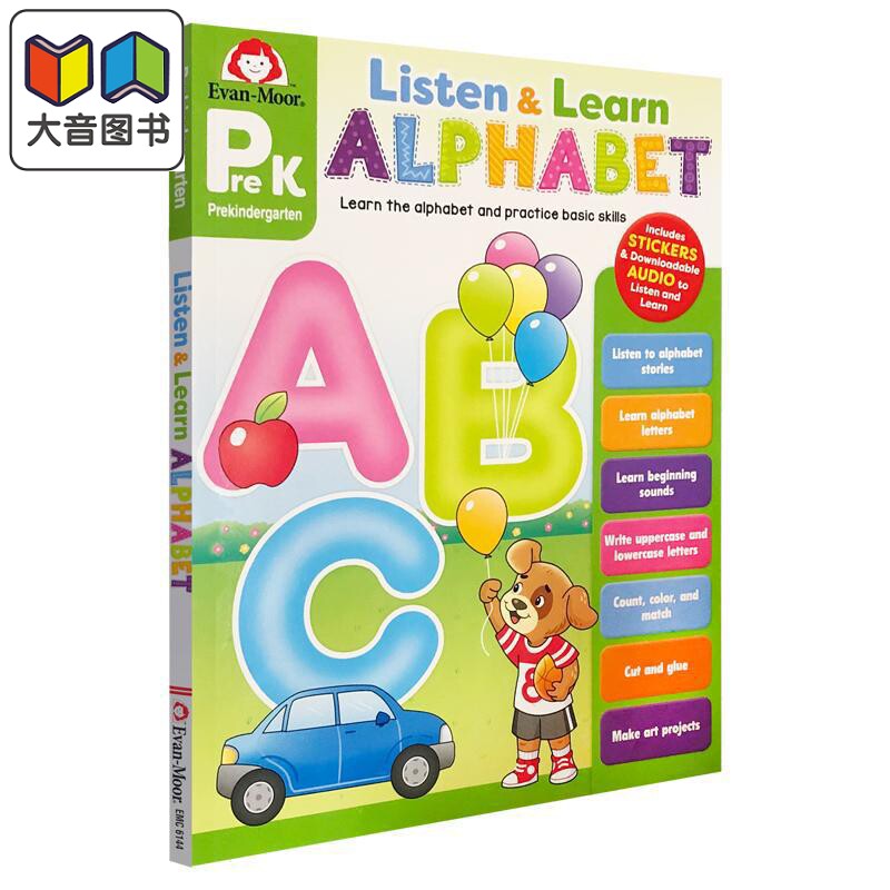Listen and Learn Alphabet Grade PreK 听故事学英语系列 字母表 启蒙阶段 Evan-Moor 美国英文原版活动练习册 大音