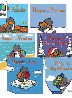 Salina Yoon 企鹅一族系列英文原版绘本6册 Penguin and Pumpkin Pinecone in Love on Vacation 儿童故事纸板书 大音