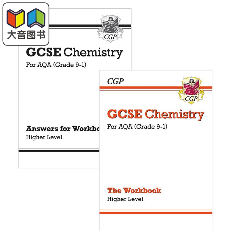 英国CGP原版 Grade 9-1 GCSE Chemistry AQA Workbook Higher 中学 进阶高级化学 考试备考套装2册 练习册 含答案