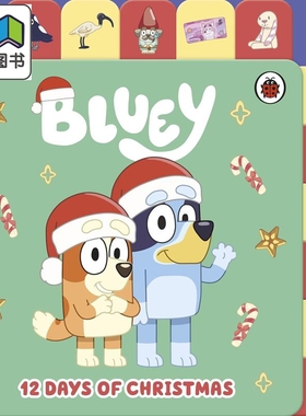 小蓝狗布鲁标签书 Bluey 12 Days of Christmas Tabbed Board Book 英文原版 儿童纸板书 圣诞主题图画书 进口书 大音