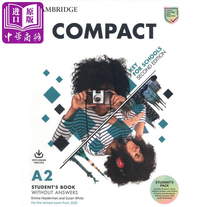 Cambridge A2 KET Compact Key for Schools Practice and Pass Students Book学生用书含线上练习练习册音频无答案英文原版-封面