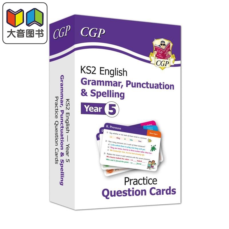 英国原版CGP教辅 New KS2 English Practice Question Cards Year 5 新KS2 英语练习题卡 语法标点拼写小学5年级 大音