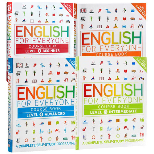 DK English for Everyone Course Book 1-4 系列 新视觉 人人学英语 课本套装 英文原版 Beginner Intermediate 自学练习册工具书