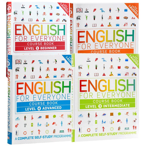 DK English for Everyone Course Book 1-4系列新视觉人人学英语课本套装英文原版 Beginner Intermediate自学练习册工具书-封面