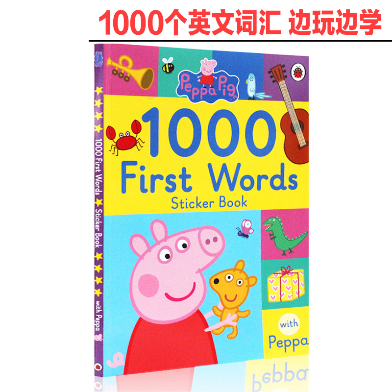 预售 小猪佩奇1000词贴纸书 英文原版 儿童绘本 Peppa Pig 1000 First Words Sticker Book 粉红猪小妹 单词学习玩具书早教智力专? 书籍/杂志/报纸 儿童读物原版书 原图主图