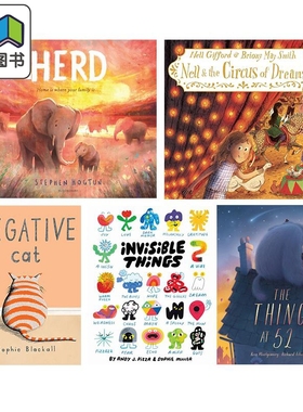 【精装收藏绘本包】英文原版儿童绘本5册 族群HERD 不努力的猫 尼尔和梦幻马戏团 看不见的东西 住52街的怪兽 大音