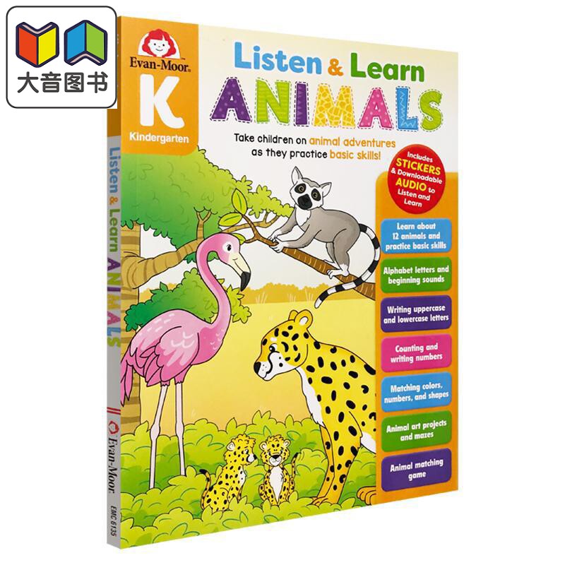 Listen and Learn Animals Grade K 听故事学英语系列 动物 幼儿园大班 Evan-Moor 美国英文原版学前班活动练习册 大音