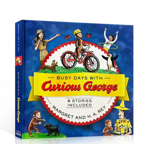 英文原版 好奇的乔治猴汪培珽第3阶段Busy Days with Curious George8个故事合集精装图画书宝宝成长益智书儿童启蒙英语学习?