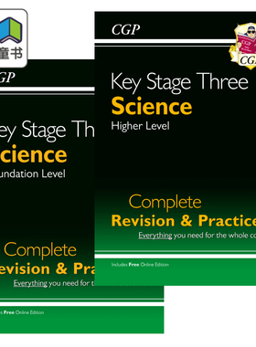英国CGP原版 KS3 科学生物化学物理Science Study Guide Targeted Workbook初中练习测试多组合含答案学习指南 11-13岁