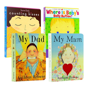 Where Dad我爸爸妈妈 名家纸板书4册 赠 预售 Kisses英文版 Mum Button肚脐眼在哪里 Belly Baby 低幼启蒙认知 Counting