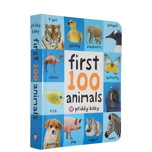 英文原版 First 100 Animals 动物 精装纸板书 认识动物学单词 宝宝感知世界图片书 儿童绘本 低幼 撕不烂纸板书