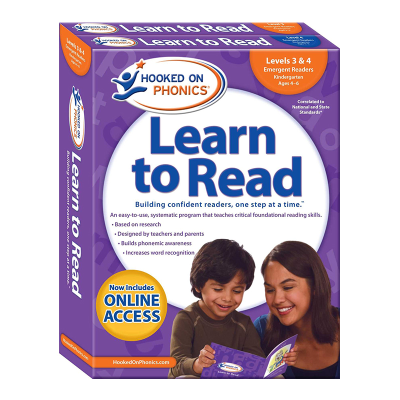 迷上自然拼读系列学与读幼儿园全集L3&4新版Hooked on Phonics Learn to Read K Complete Levels 3&4带DVD光盘大音-封面