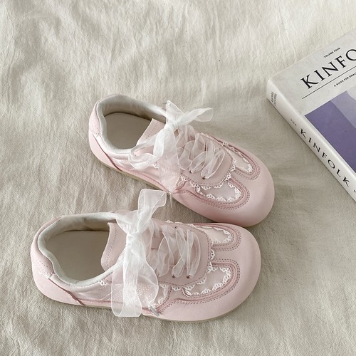 原创甜美蕾丝透气芭蕾德训鞋板鞋