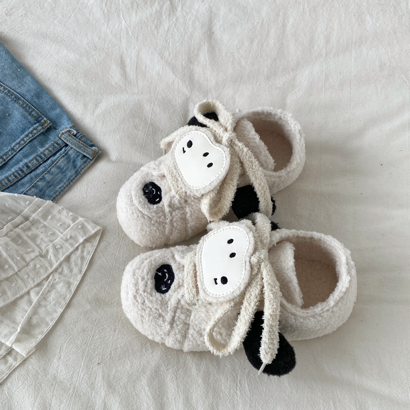 可爱狗狗二棉鞋外穿保暖毛毛鞋子