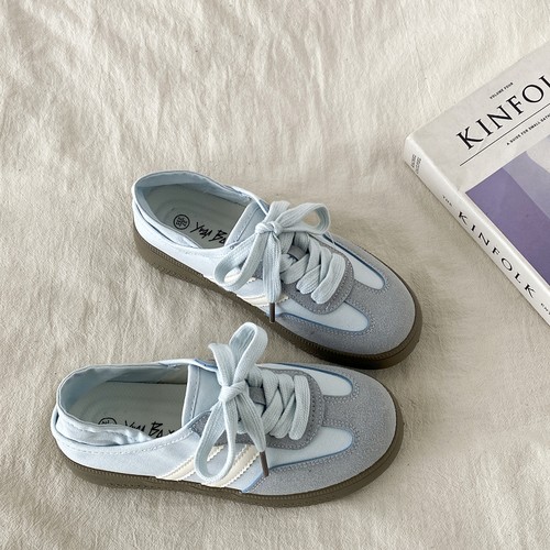 夏季透气薄款半拖板鞋两穿帆布鞋