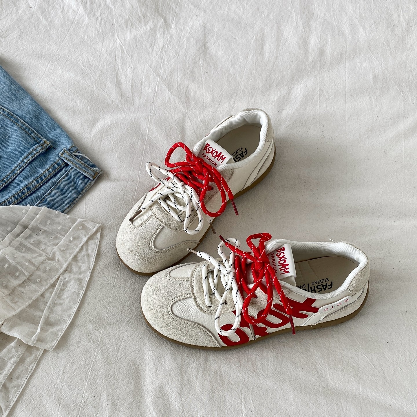 喜叔 小众不撞款德训鞋女ins超火软底阿甘运动鞋复古休闲小白鞋潮