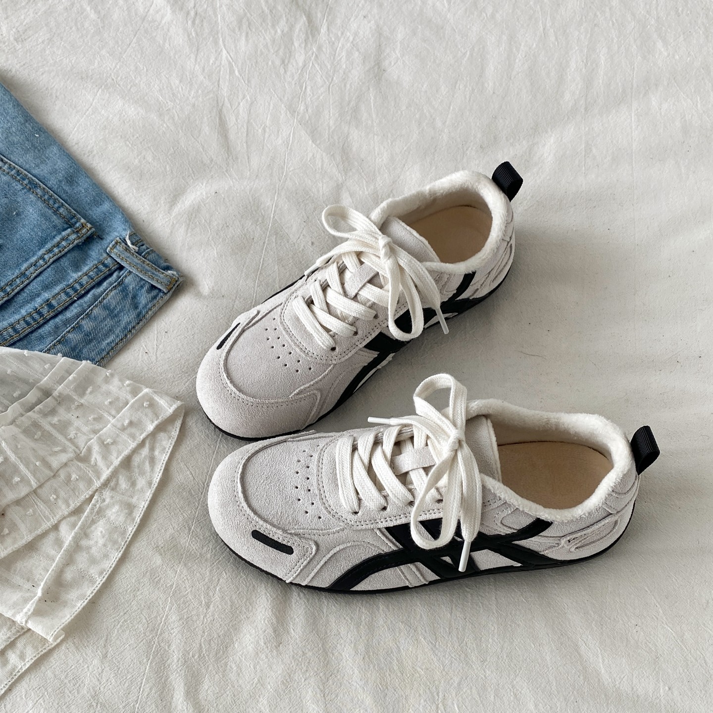 喜叔冬季平底加绒德训鞋女2025新款保暖百搭二棉鞋运动休闲阿甘鞋,女鞋,德训鞋,淘宝优惠券,粉丝福利购,淘宝优惠卷